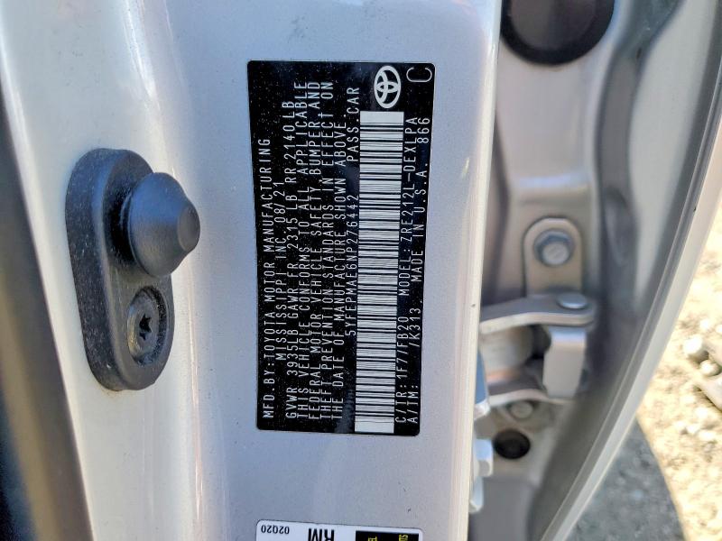 Aukcja sprzedaży 2022 Toyota Corolla, vin: 5YFEPMAE6NP276442, numer aukcji: 55154866