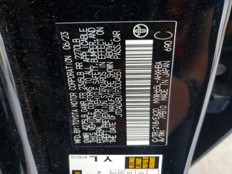 Aukcja sprzedaży 2023 Toyota Prius, vin: JTDADABU1P3004551, numer aukcji: 57337756