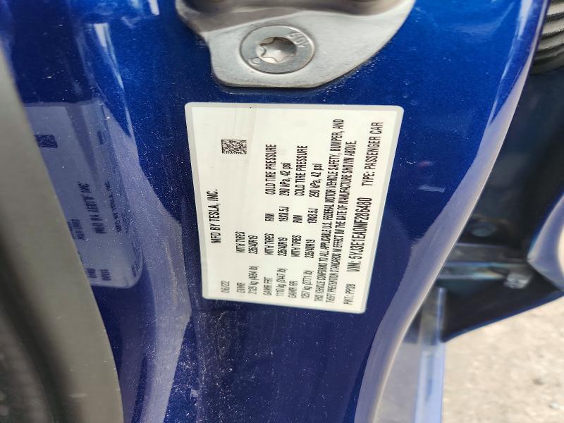 2022 Tesla Model 3 მანქანა იყიდება აუქციონზე, vin: 5YJ3E1EA0NF286480, აუქციონის ნომერი: 57577856