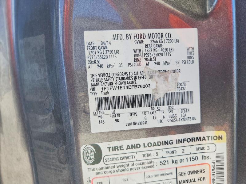 Auction sale of the 2014 Ford F150, vin: 1FTFW1ET4EFB76202, lot number: 56669256