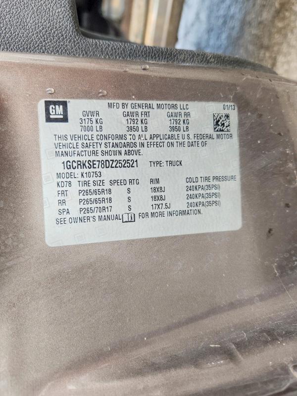 Продажа на аукционе авто 2013 Chevrolet Silverado, vin: 1GCRKSE78DZ252521, номер лота: 57640866