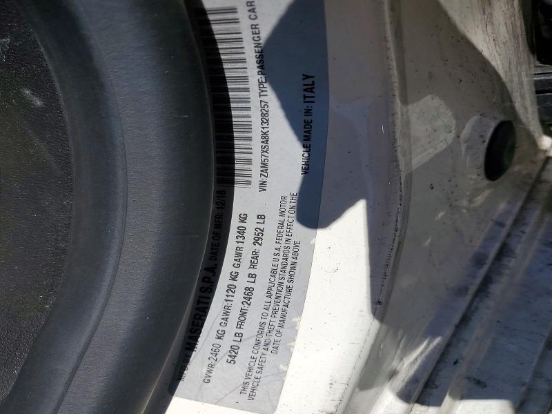 Продажа на аукционе авто 2019 Maserati Ghibli, vin: ZAM57XSA8K1328257, номер лота: 55709926