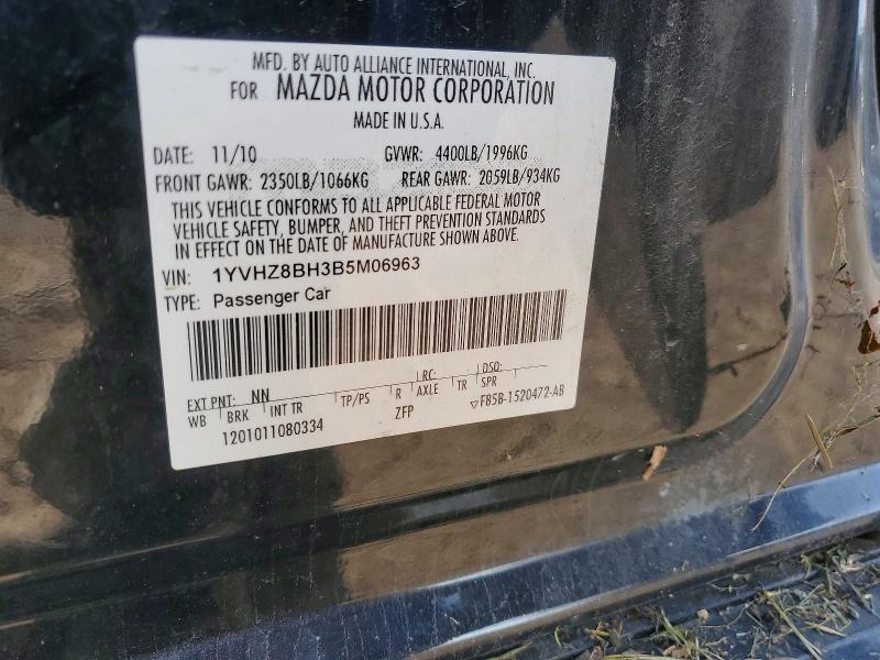 2011 Mazda Mazda6 მანქანა იყიდება აუქციონზე, vin: 1YVHZ8BH3B5M06963, აუქციონის ნომერი: 55688426