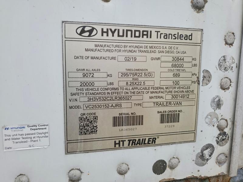 58261516 :رقم المزاد ، 3H3V532C2LR365027 vin ، 2025 Hyundai Translead Inc Trailers مزاد بيع