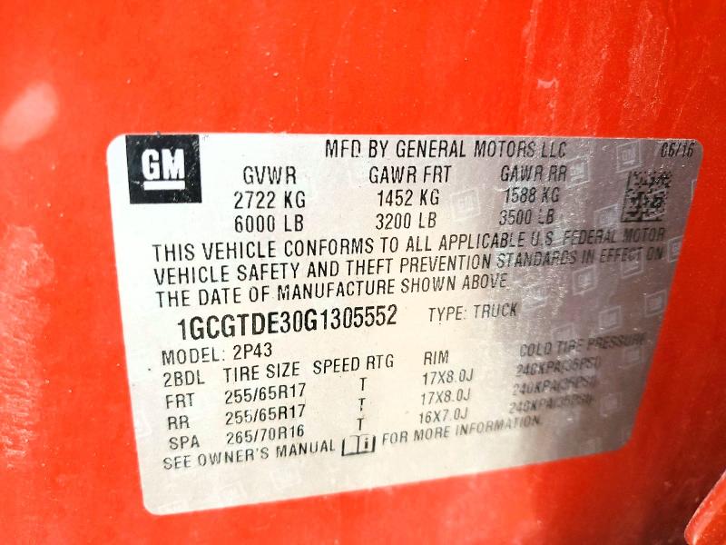 Продажа на аукционе авто 2016 Chevrolet Colorado, vin: 1GCGTDE30G1305552, номер лота: 56440296