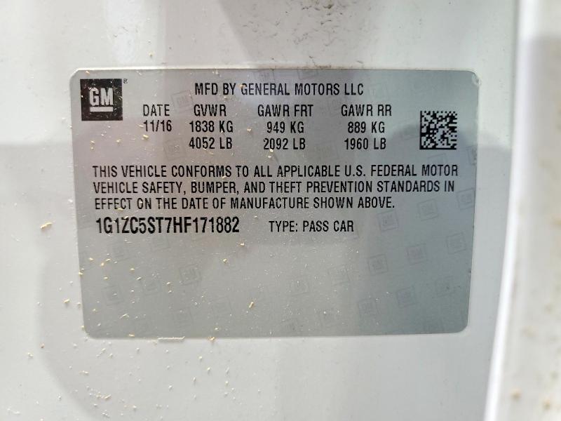 Продажа на аукционе авто 2017 Chevrolet Malibu, vin: 1G1ZC5ST7HF171882, номер лота: 58161646