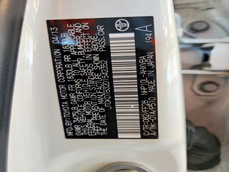 Продаж на аукціоні авто 2013 Toyota Prius C, vin: JTDKDTB32D1542352, номер лоту: 57437566