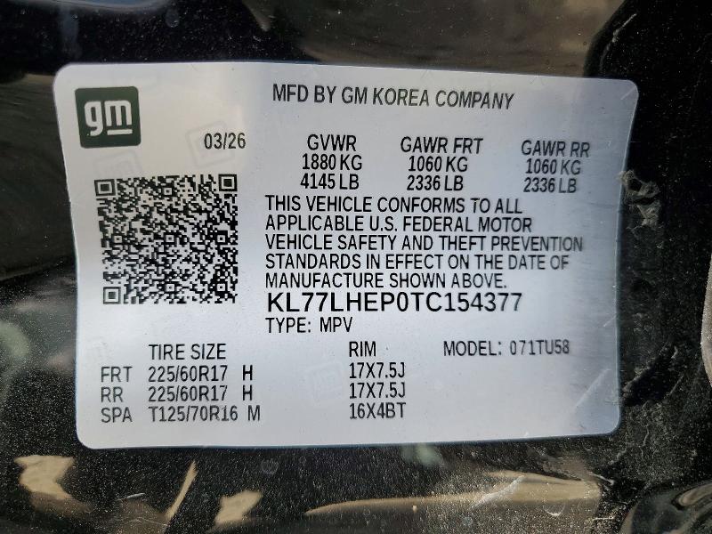 Продажа на аукционе авто 2026 Chevrolet Trax, vin: KL77LHEP0TC154377, номер лота: 57585956