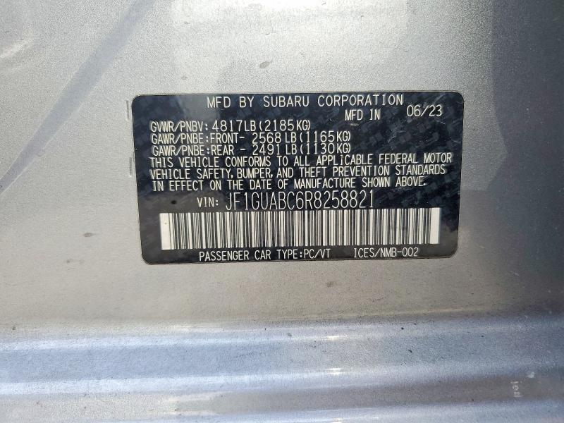 2024 Subaru Impreza მანქანა იყიდება აუქციონზე, vin: JF1GUABC6R8258821, აუქციონის ნომერი: 58111776