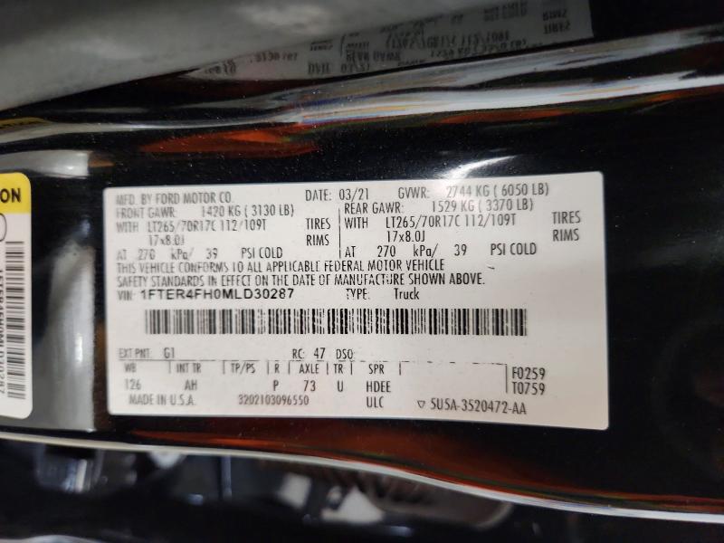 Aukcja sprzedaży 2021 Ford Ranger, vin: 1FTER4FH0MLD30287, numer aukcji: 57049196