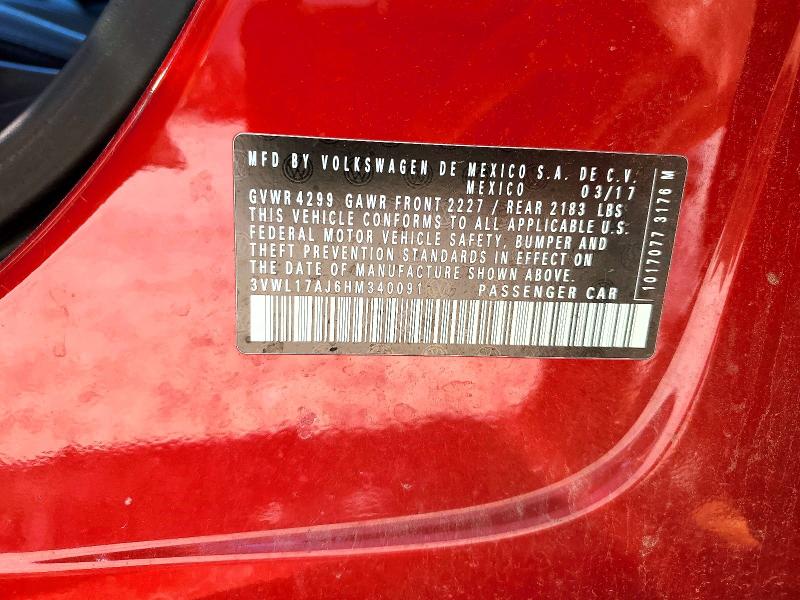56730986 :رقم المزاد ، 3VWL17AJ6HM340091 vin ، 2017 Volkswagen Jetta مزاد بيع
