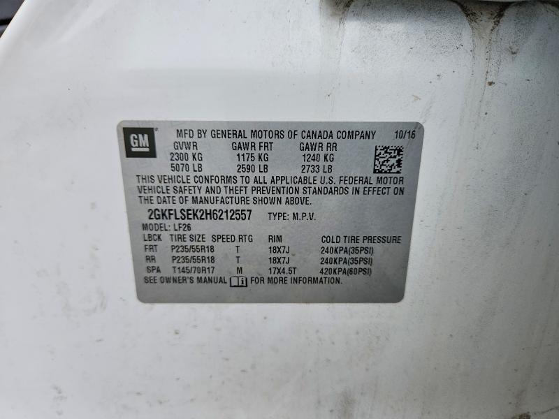 Aukcja sprzedaży 2017 Gmc Terrain, vin: 2GKFLSEK2H6212557, numer aukcji: 59008686
