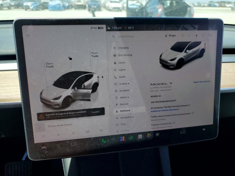 2022 Tesla Model Y მანქანა იყიდება აუქციონზე, vin: 7SAYGAEE4NF433471, აუქციონის ნომერი: 58598956