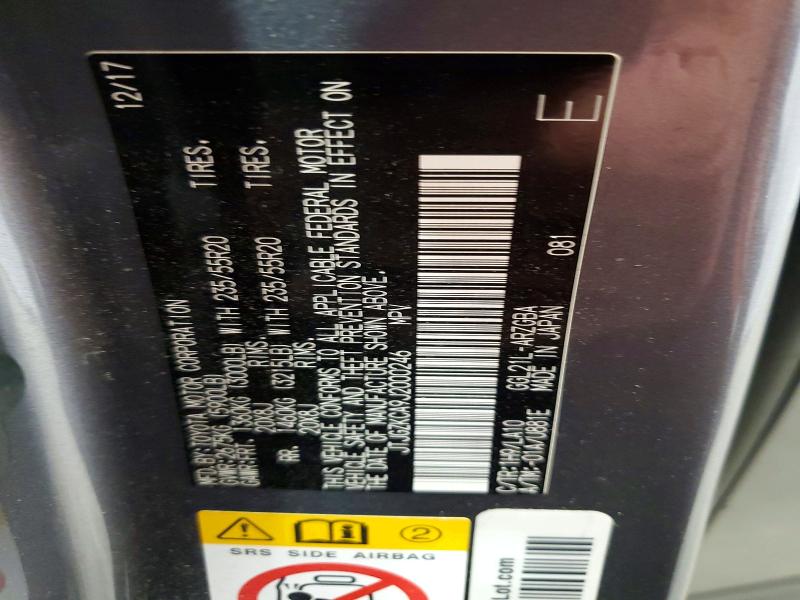 58258746 :رقم المزاد ، JTJGZKCA9J2000246 vin ، 2018 Lexus Rx مزاد بيع