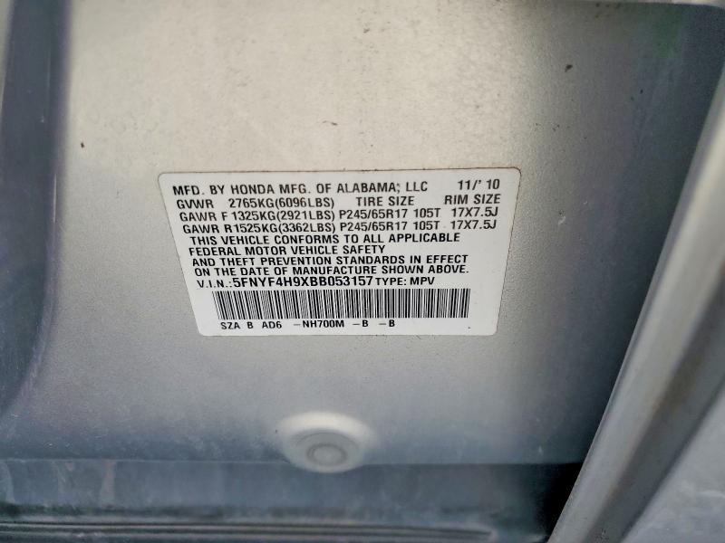 Продаж на аукціоні авто 2011 Honda Pilot, vin: 5FNYF4H9XBB053157, номер лоту: 57807996