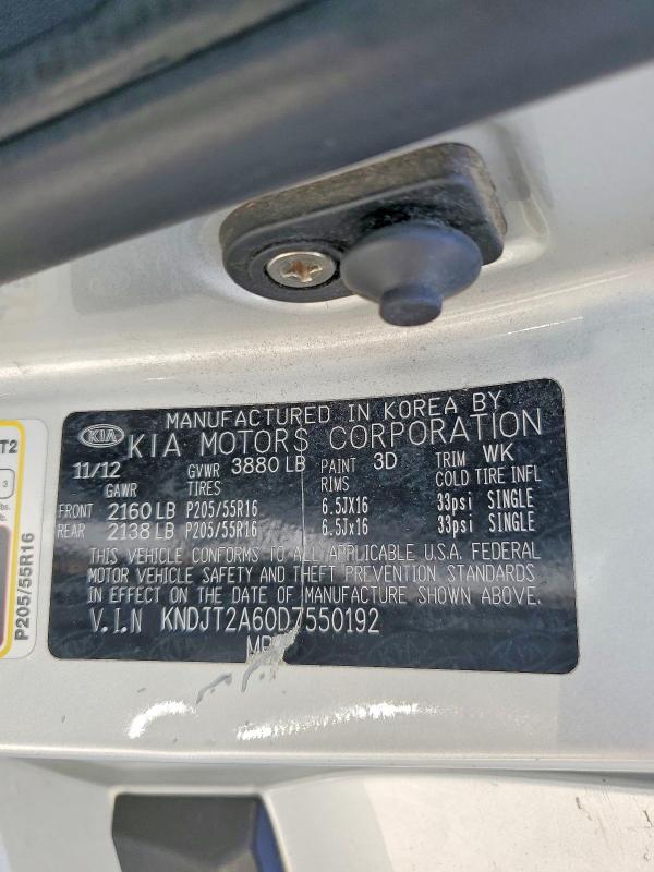 Aukcja sprzedaży 2013 Kia Soul, vin: KNDJT2A60D7550192, numer aukcji: 57703236