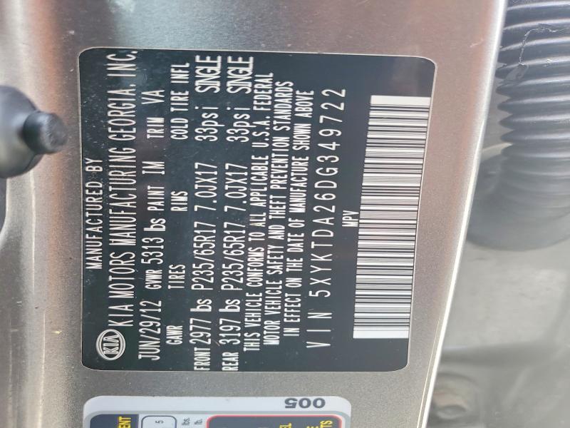 Aukcja sprzedaży 2013 Kia Sorento, vin: 5XYKTDA26DG349722, numer aukcji: 56246246