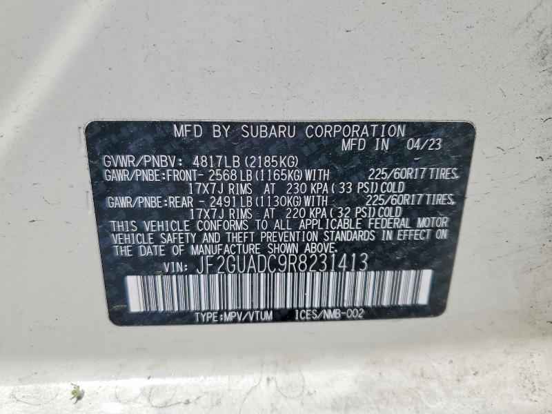 2024 Subaru Crosstrek მანქანა იყიდება აუქციონზე, vin: JF2GUADC9R8231413, აუქციონის ნომერი: 54156536