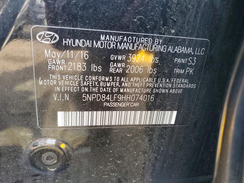 Aukcja sprzedaży 2017 Hyundai Elantra, vin: 5NPD84LF9HH074016, numer aukcji: 56645846