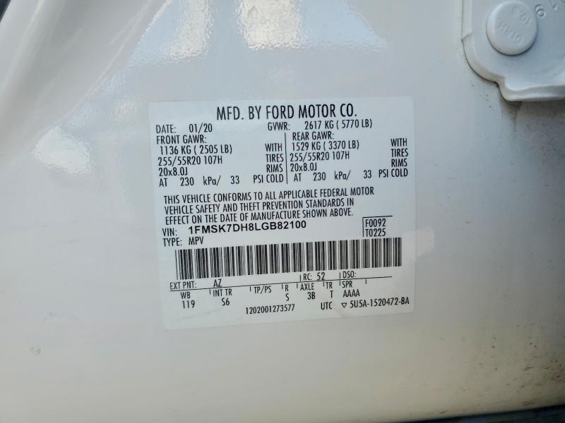 Продажа на аукционе авто 2020 Ford Explorer, vin: 1FMSK7DH8LGB82100, номер лота: 56489246