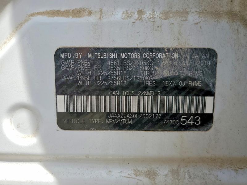 55776276 :رقم المزاد ، JA4AZ2A30LZ602177 vin ، 2020 Mitsubishi Outlander مزاد بيع