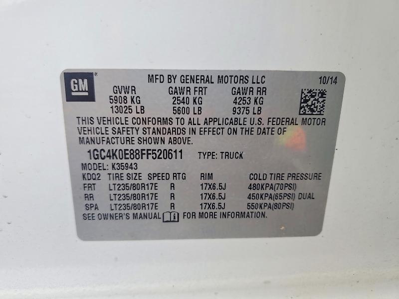 Продажа на аукционе авто 2015 Chevrolet Silverado, vin: 1GC4K0E88FF520611, номер лота: 57495776