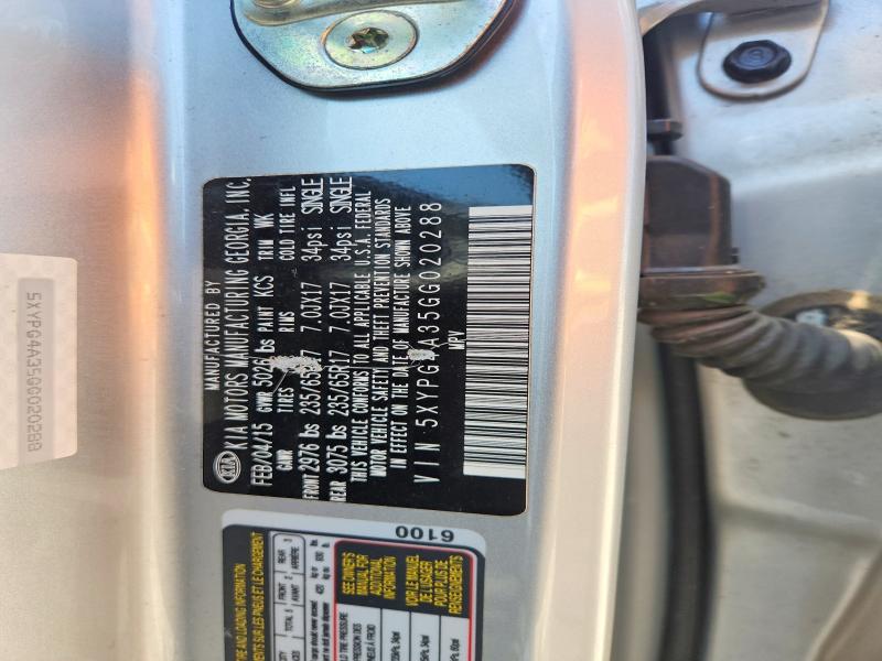 56482426 :رقم المزاد ، 5XYPG4A35GG020288 vin ، 2016 Kia Sorento مزاد بيع