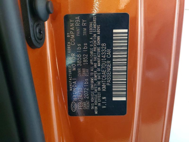Продаж на аукціоні авто 2013 Hyundai Veloster, vin: KMHTC6AE7DU143328, номер лоту: 57593486
