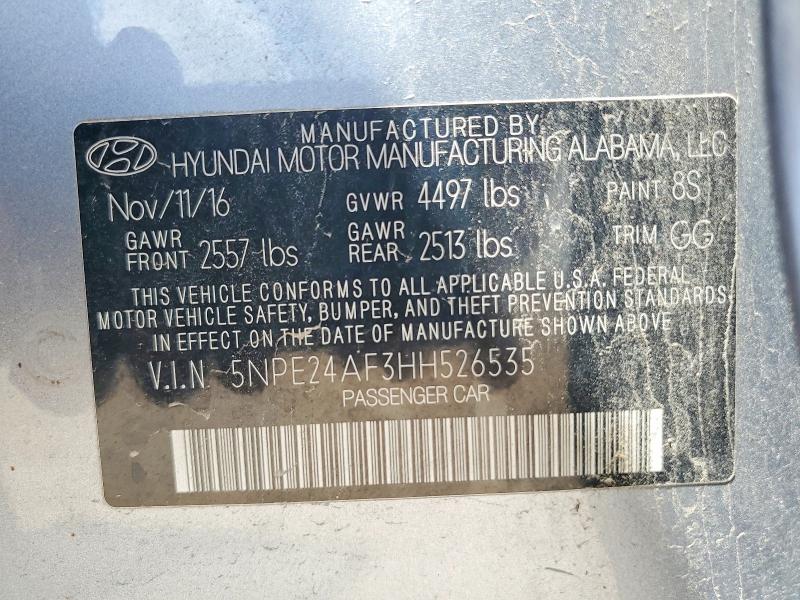 Aukcja sprzedaży 2017 Hyundai Sonata, vin: 5NPE24AF3HH526535, numer aukcji: 57087306