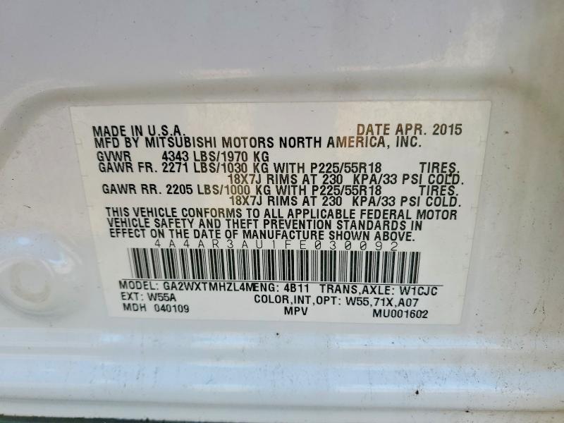 Продажа на аукционе авто 2015 Mitsubishi Outlander Sport, vin: 4A4AR3AU1FE030092, номер лота: 85460905
