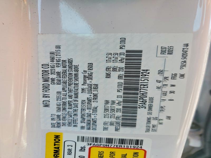 Aukcja sprzedaży 2014 Ford Fusion, vin: 3FA6P0H77ER151924, numer aukcji: 56708856