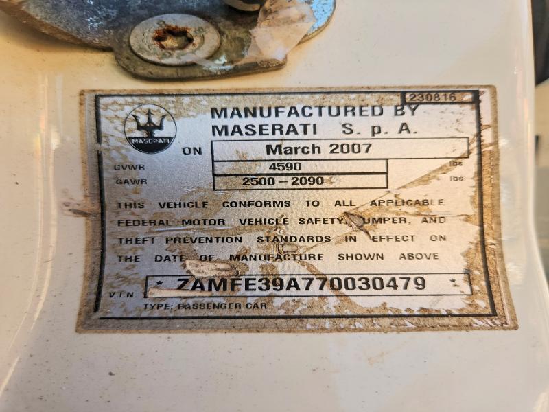 59354936 :رقم المزاد ، ZAMFE39A770030479 vin ، 2007 Maserati Quattroporte مزاد بيع