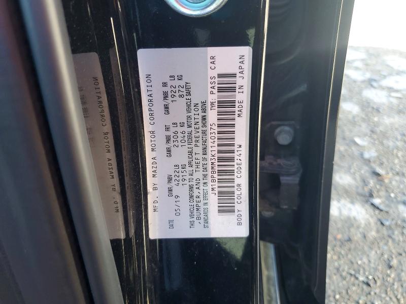 Aukcja sprzedaży 2019 Mazda 3, vin: JM1BPBMM3K1140375, numer aukcji: 56683326