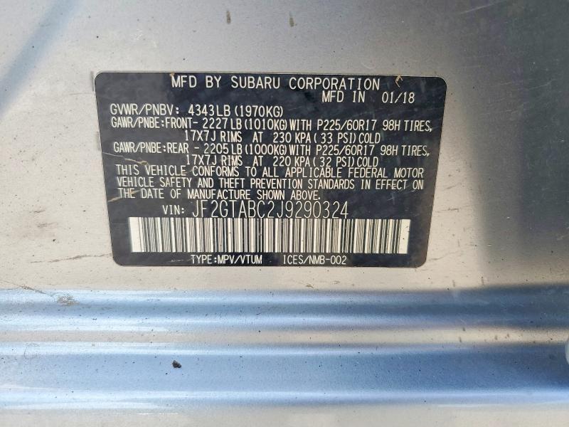 Aukcja sprzedaży 2018 Subaru Crosstrek, vin: JF2GTABC2J9290324, numer aukcji: 58707356