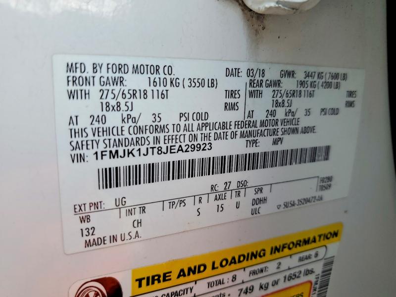 56609586 :رقم المزاد ، 1FMJK1JT8JEA29923 vin ، 2018 Ford Expedition مزاد بيع