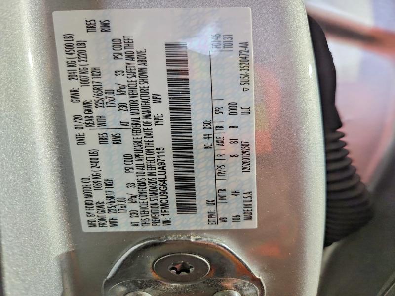 Продаж на аукціоні авто 2020 Ford Escape, vin: 1FMCU9G64LUA97115, номер лоту: 56340806