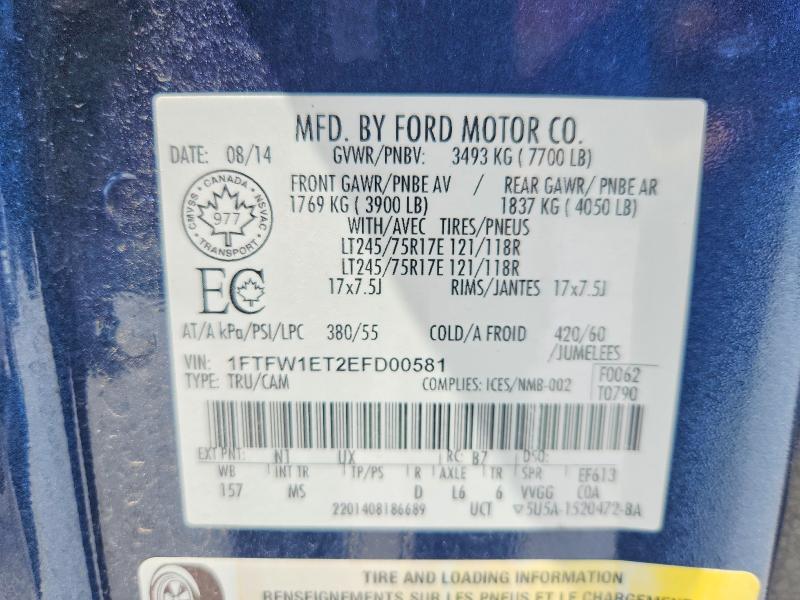 Aukcja sprzedaży 2014 Ford F150, vin: 1FTFW1ET2EFD00581, numer aukcji: 56756776