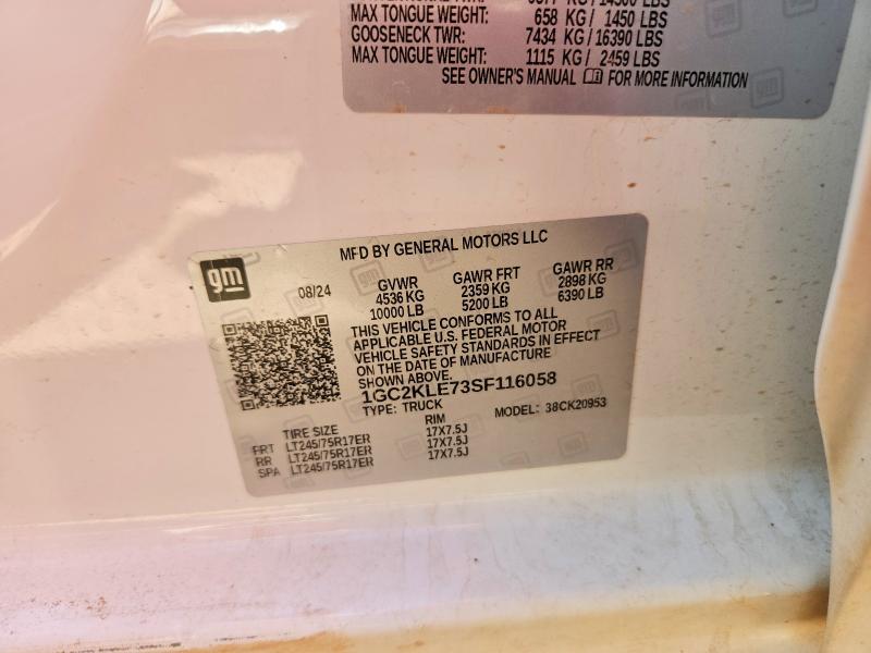 2025 Chevrolet Silverado მანქანა იყიდება აუქციონზე, vin: 1GC2KLE73SF116058, აუქციონის ნომერი: 56536956