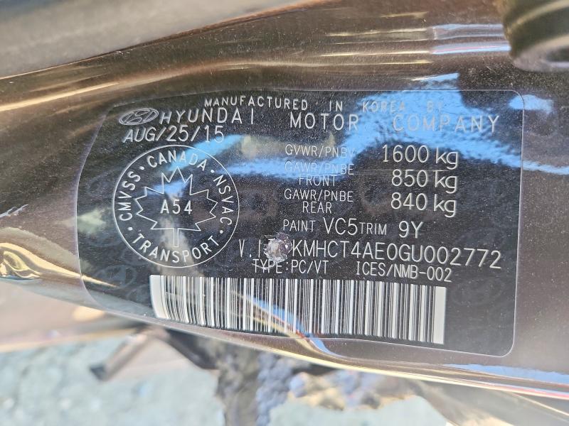 Aukcja sprzedaży 2016 Hyundai Accent, vin: KMHCT4AE0GU002772, numer aukcji: 58597516