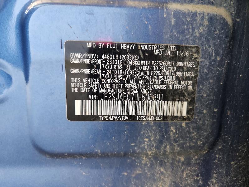 Продажа на аукционе авто 2017 Subaru Forester, vin: JF2SJAEC7HH506891, номер лота: 57780966