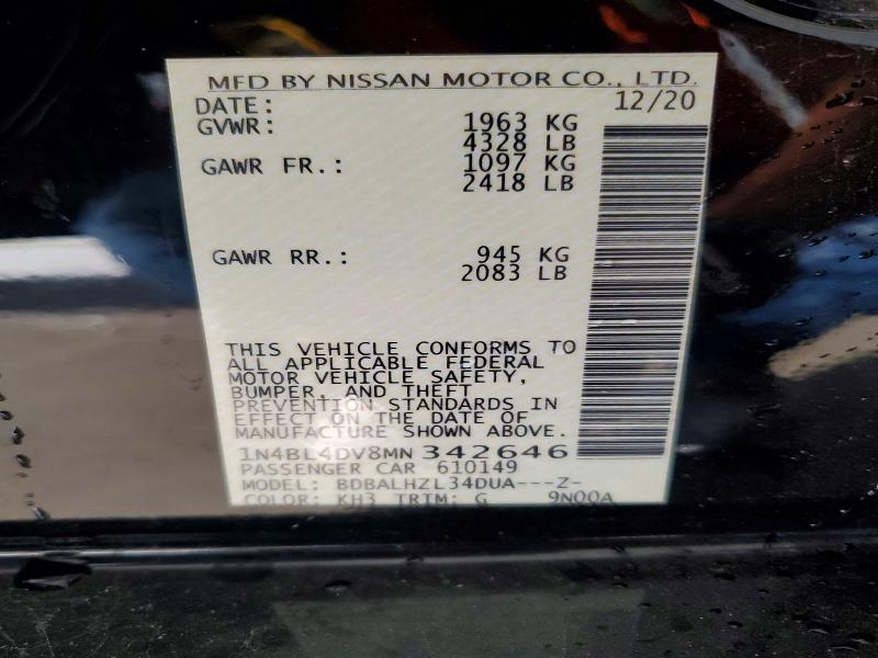 Aukcja sprzedaży 2021 Nissan Altima, vin: 1N4BL4DV8MN342646, numer aukcji: 57531126