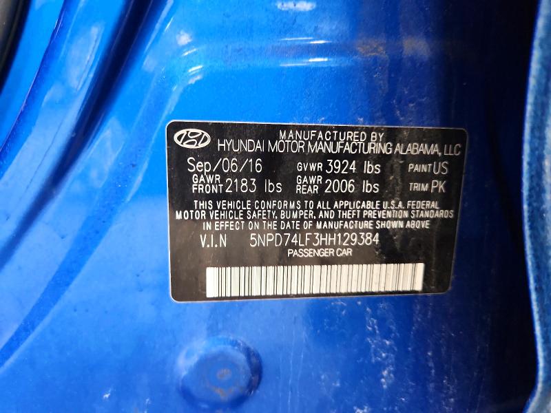 Aukcja sprzedaży 2017 Hyundai Elantra, vin: 5NPD74LF3HH129384, numer aukcji: 57049486