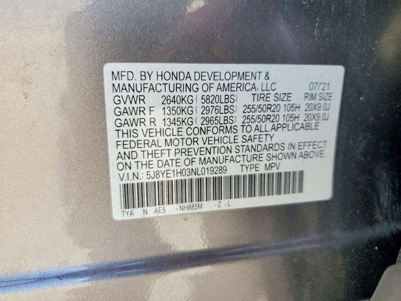 Продаж на аукціоні авто 2022 Acura Mdx, vin: 5J8YE1H03NL019289, номер лоту: 59150246