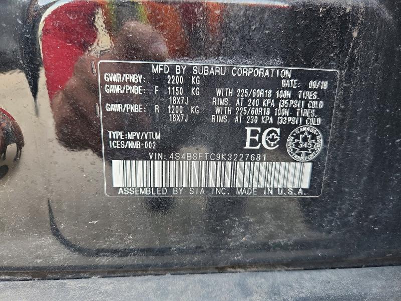 Aukcja sprzedaży 2019 Subaru Outback, vin: 4S4BSFTC9K3227681, numer aukcji: 57016936