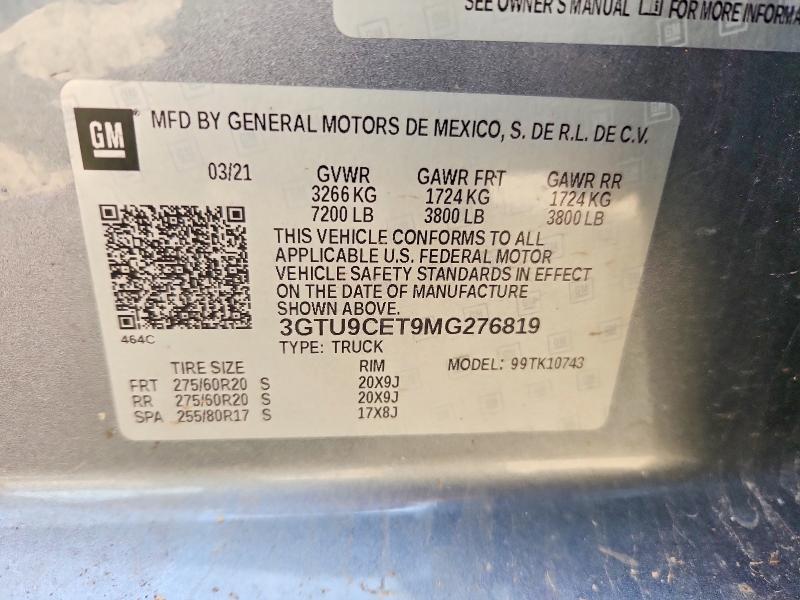 Продаж на аукціоні авто 2021 Gmc Sierra, vin: 3GTU9CET9MG276819, номер лоту: 56830516