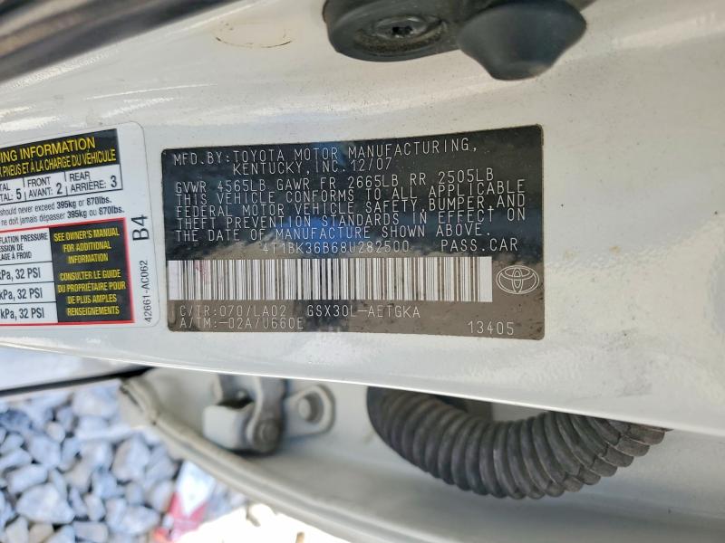57734226 :رقم المزاد ، 4T1BK36B68U282500 vin ، 2008 Toyota Avalon مزاد بيع