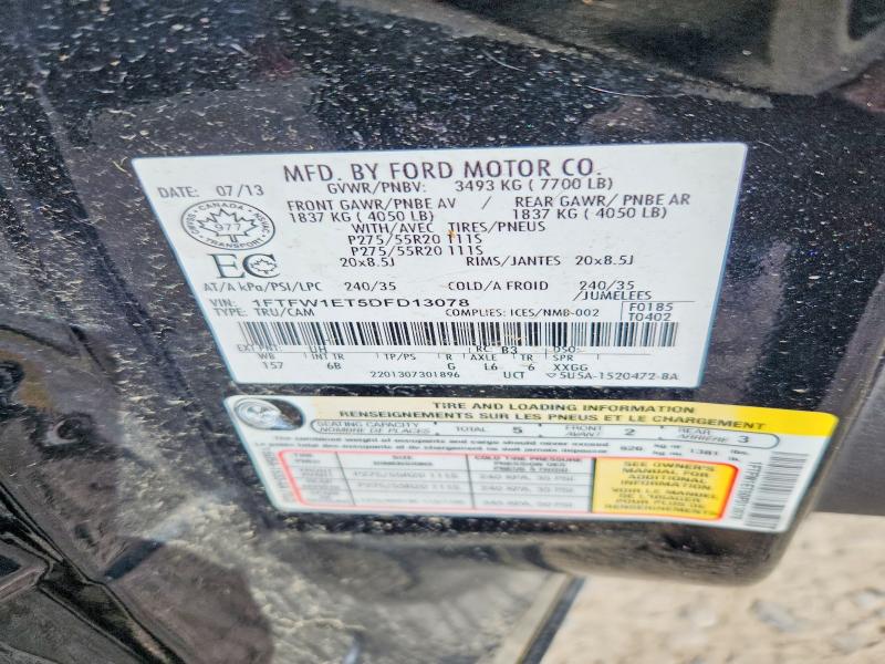 Aukcja sprzedaży 2013 Ford F150, vin: 1FTFW1ET5DFD13078, numer aukcji: 54897896