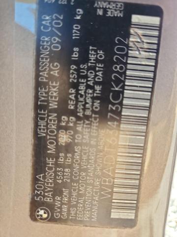 Продаж на аукціоні авто 2003 Bmw 530, vin: WBADT63473CK28202, номер лоту: 58117376