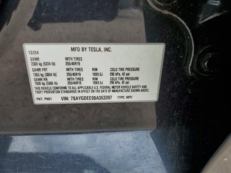 Продажа на аукционе авто 2025 Tesla Model Y, vin: 7SAYGDEE9SA353397, номер лота: 56370836