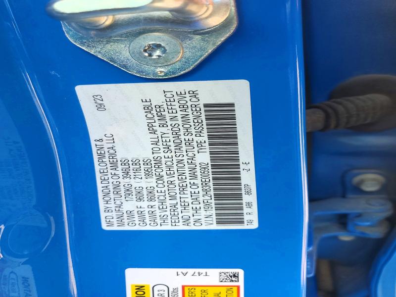 Продаж на аукціоні авто 2024 Honda Civic, vin: 19XFL2H83RE005902, номер лоту: 57665606